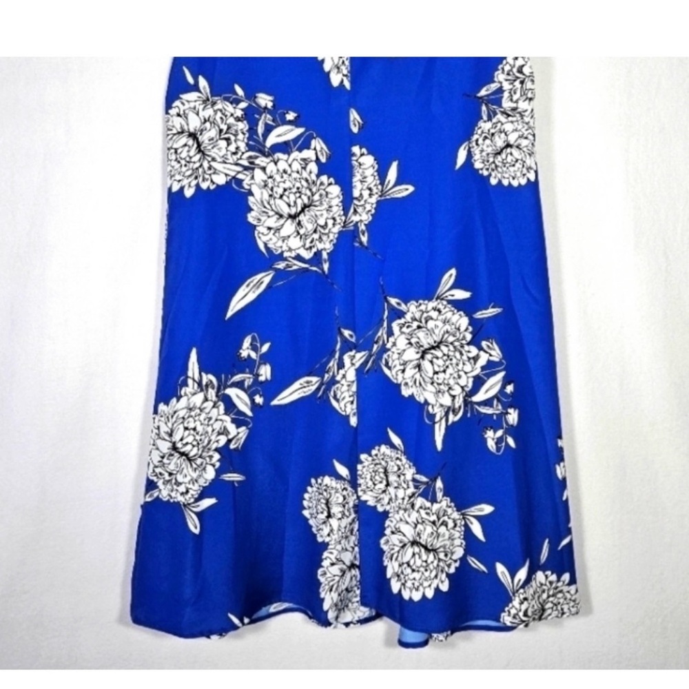 Blue Floral A-Line Midi Sleeveless Dress 6